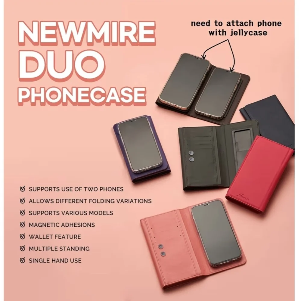 Universal Fit. Newmire Leather Duo Phone Case N Fold Lavender Type A